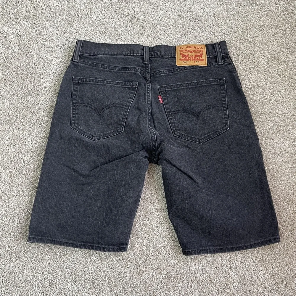 Levis 505 Denim Jorts Shorts Mens 32 Black Dark Wash 5 Pocket Casual Summer